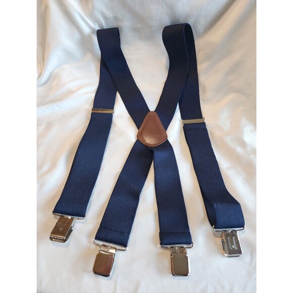 Carhartt Suspenders Men's  Utility 2" Heavy-Duty Silver  Clips Navy Blue 52" - Picture 1 of 7